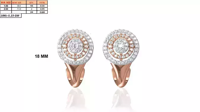 Round Shaped Multi Metal Earrings With Diamonds 4