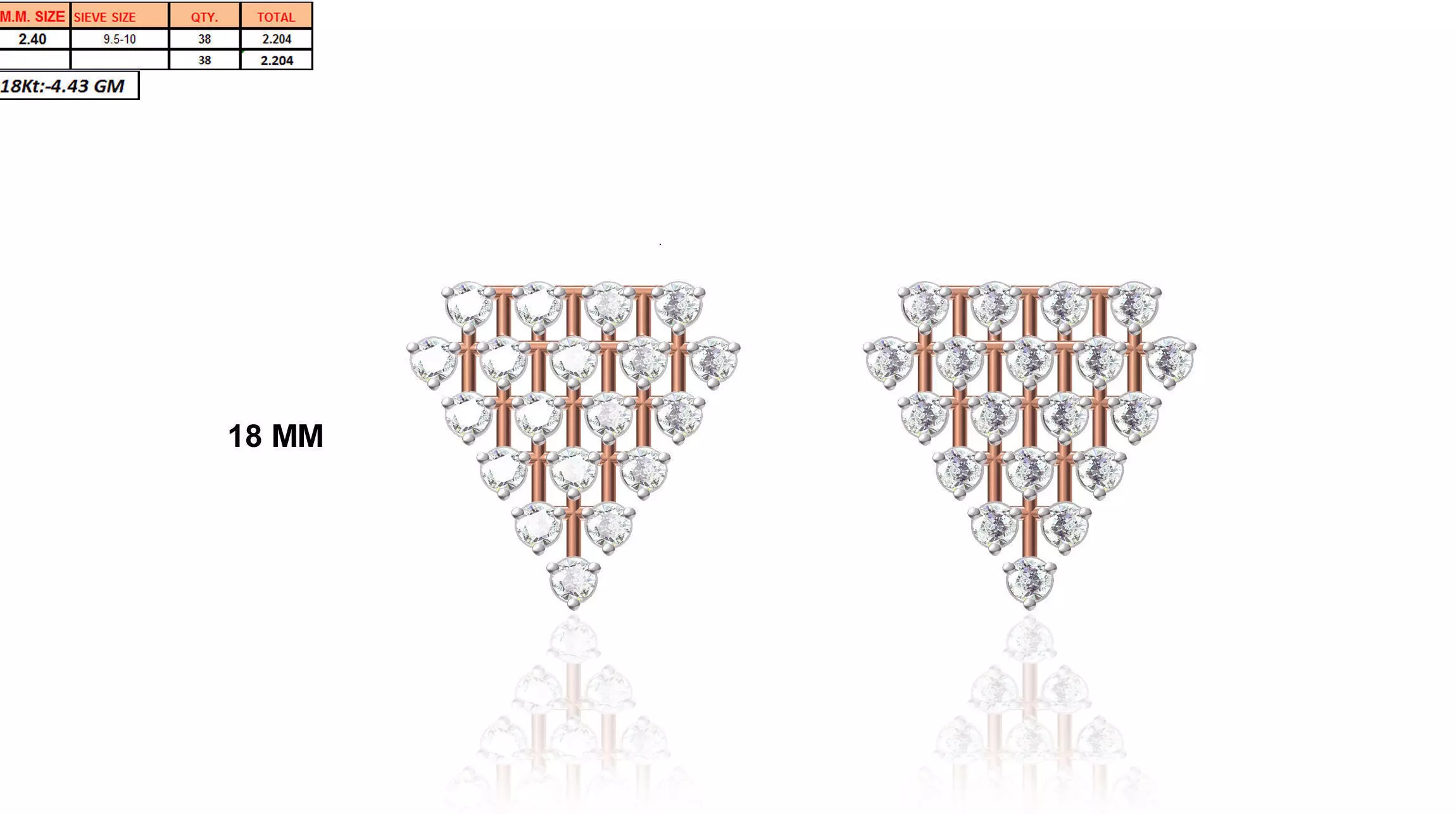 Arrow Shaped Multi Metal Earrings With Diamonds 3D print model_0