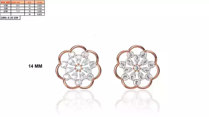 Flower Shaped Earrings With Diamonds 5