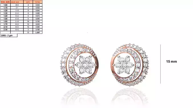 Round Shaped Rose Gold Earrings With Diamonds 2