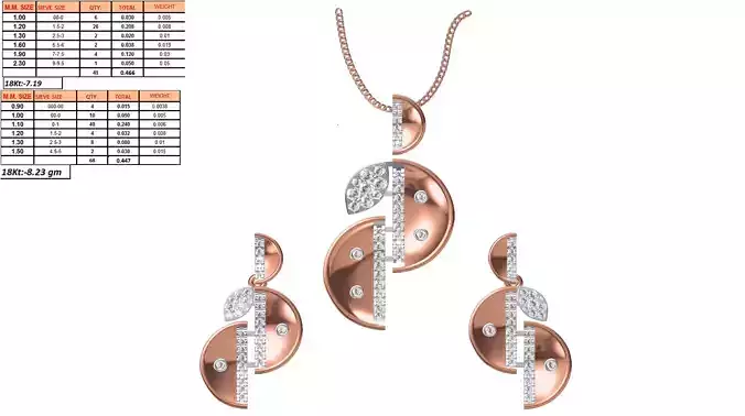 Fruit Shaped Pendant And Earrings With Diamonds