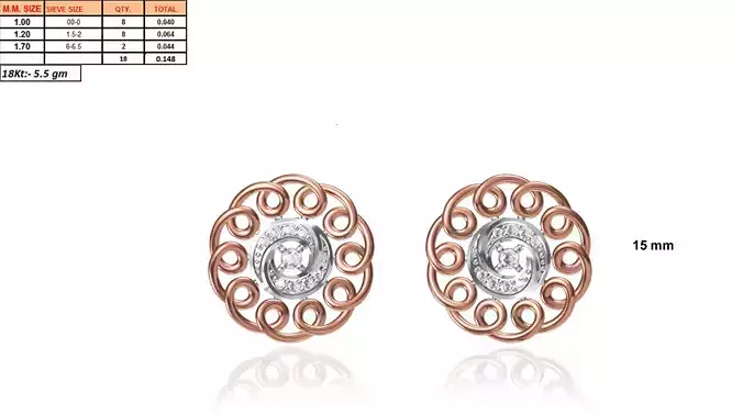 Flower Shaped Rose Gold Earrings With Diamonds 15