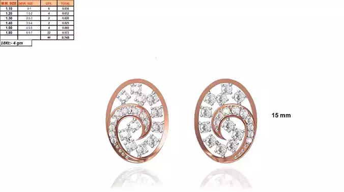Oval Shaped Rose Gold Earrings With Diamonds 1