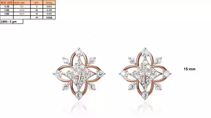 Flower Shaped Rose Gold Earrings With Diamonds 16