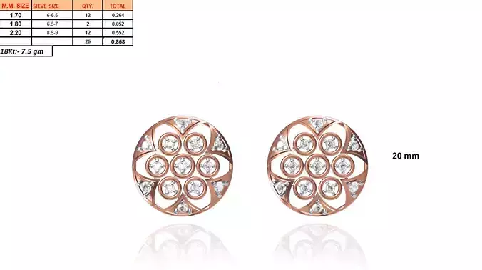 Round Shaped Rose Gold Earrings With Diamonds 3