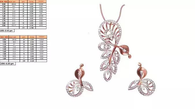 Floral Pendant And Earrings With Diamonds 2