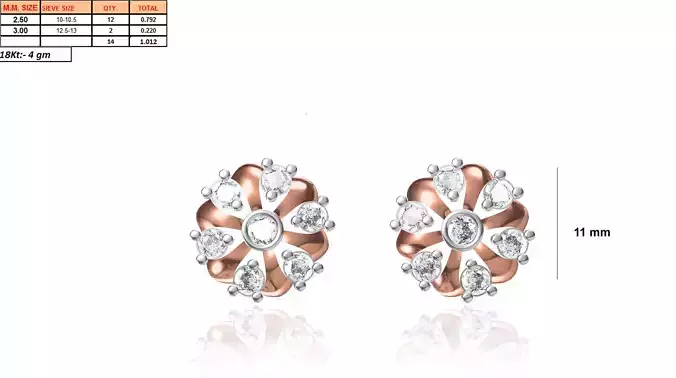Flower Shaped Rose Gold Earrings With Diamonds 21