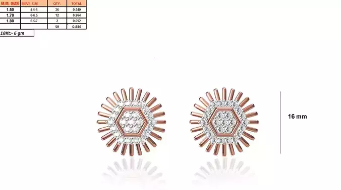 Flower Shaped Rose Gold Earrings With Diamonds 22