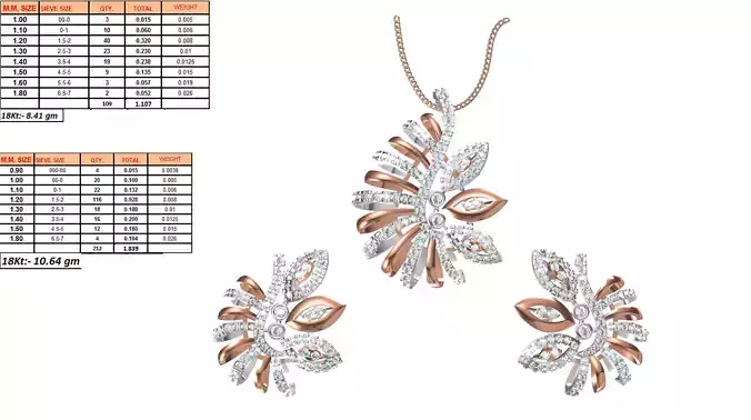 Floral Pendant And Earrings With Diamonds 4