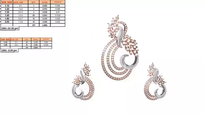 Pendant And Earrings With Diamonds