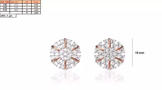 Round Shaped Multi Metal Earrings With Diamonds 5