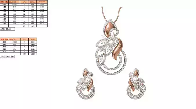 Round Shaped Pendant And Earrings With Diamonds 3