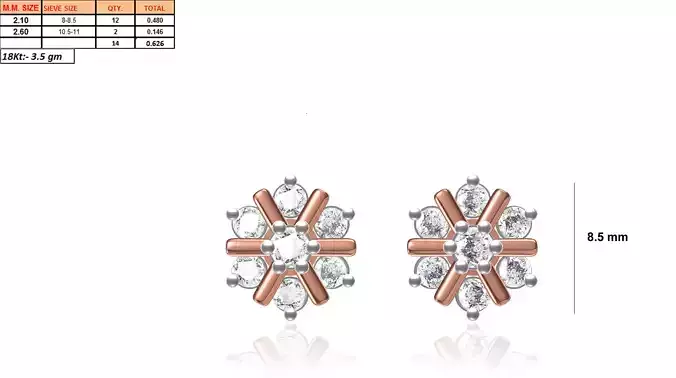 Flower Shaped Rose Gold Earrings With Diamonds 25