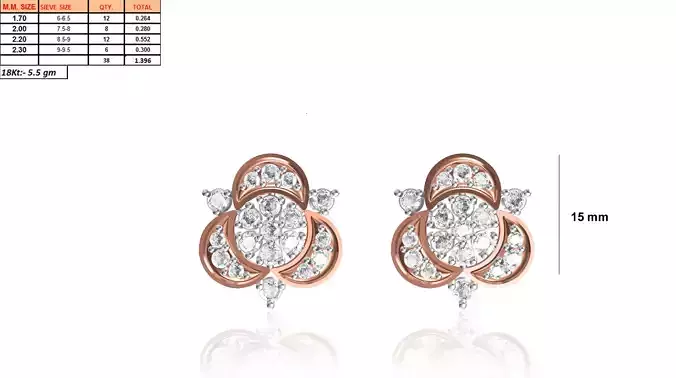 Flower Shaped Rose Gold Earrings With Diamonds 26