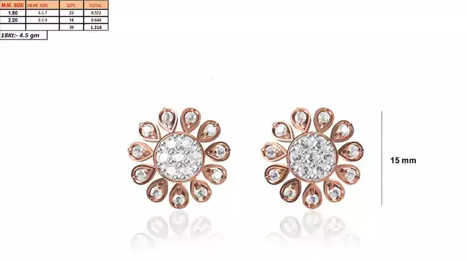 Flower Shaped Rose Gold Earrings With Diamonds 28