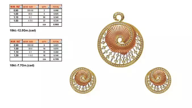 Round Shaped Pendant And Earrings With Diamonds 5