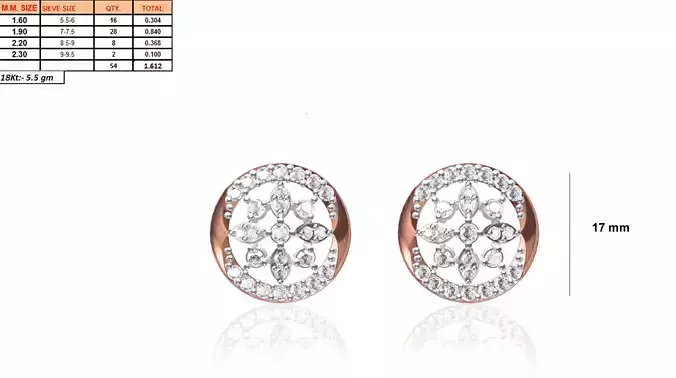 Round Shaped Rose Gold Earrings With Diamonds 4