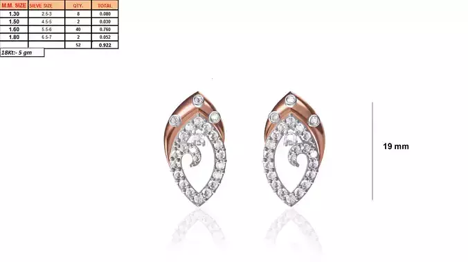 Marquise Shaped Rose Gold Earrings With Emerald