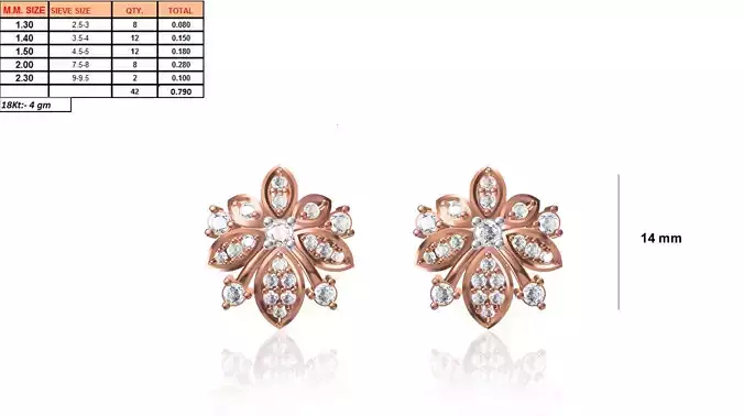 Round Shaped Rose Gold Earrings With Diamonds 6