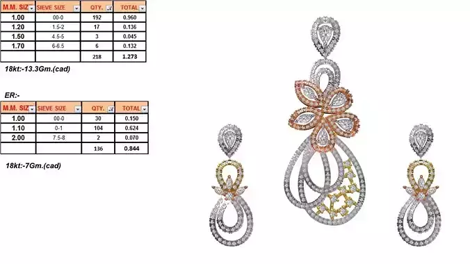 Floral Pendant And Earrings With Diamonds 6
