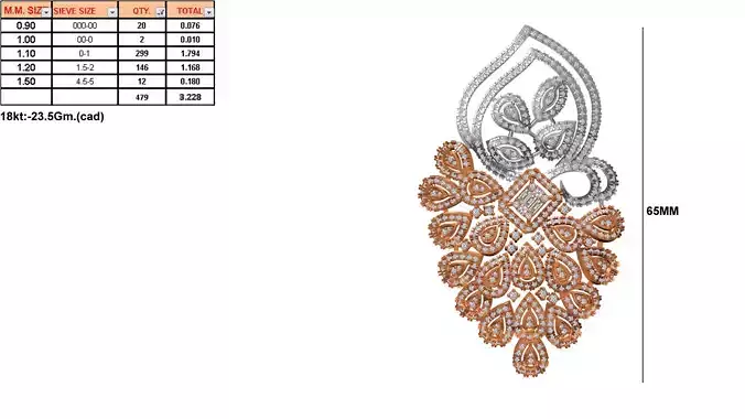 Mango Shaped Multi Metal Pendant With Diamonds