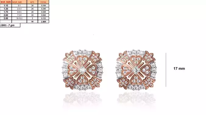 Squircle Shaped Earrings With Diamonds 1