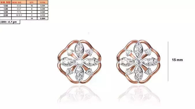 Flower Shaped Earrings With Diamonds 9