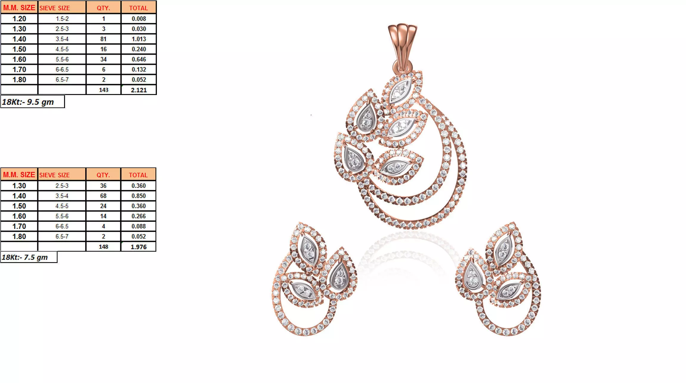 Leaf Design Pendant And Earrings With Diamonds 3D print model_0