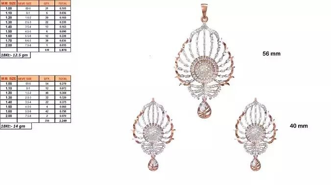 Floral Pendant and Earrings With Diamonds 2