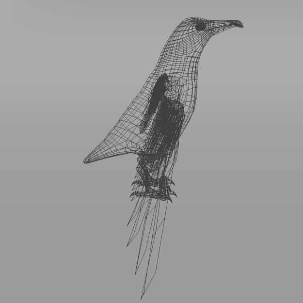 Seagull with wings spread Low-poly 3D model_6