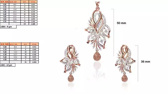 Floral Pendant and Earrings With Diamonds 4