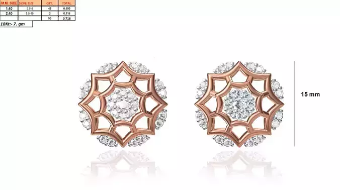 Flower Shaped Rose Gold Earrings With Diamonds 31