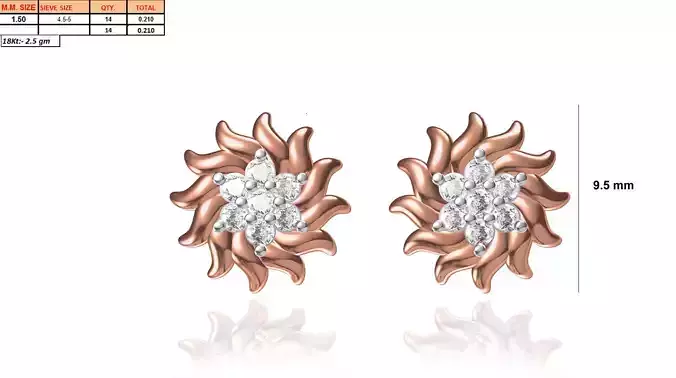 Flower Shaped Rose Gold Earrings With Diamonds 32