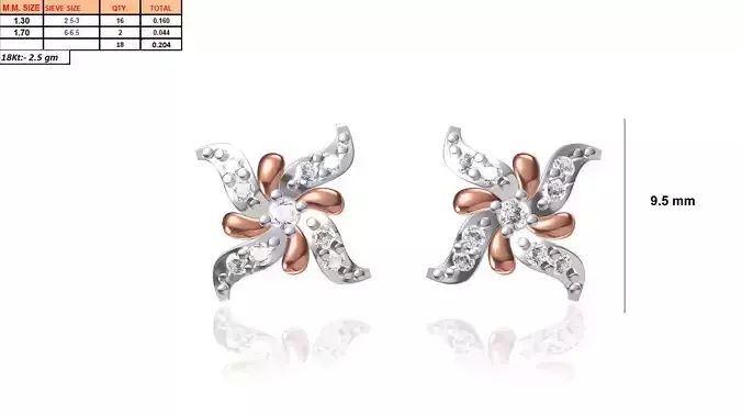Flower Shaped Rose Gold Earrings With Diamonds 33