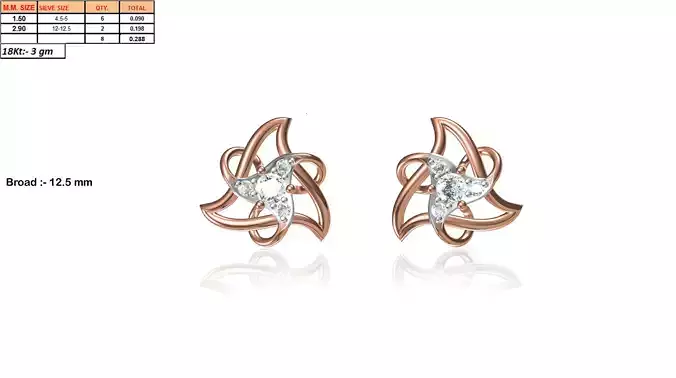 Flower Shaped Rose Gold Earrings With Diamonds 39