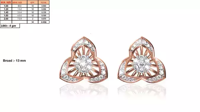 Flower Shaped Rose Gold Earrings With Diamonds 42