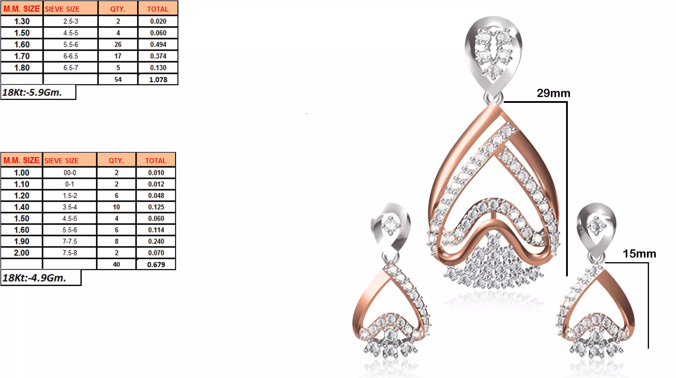 Drop Shape Pendant and Earrings With Diamonds 1 3D print model_0