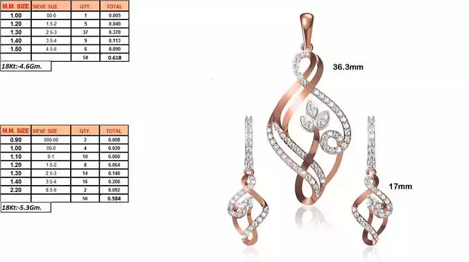 Loop Pendant and Earrings With Diamonds 1