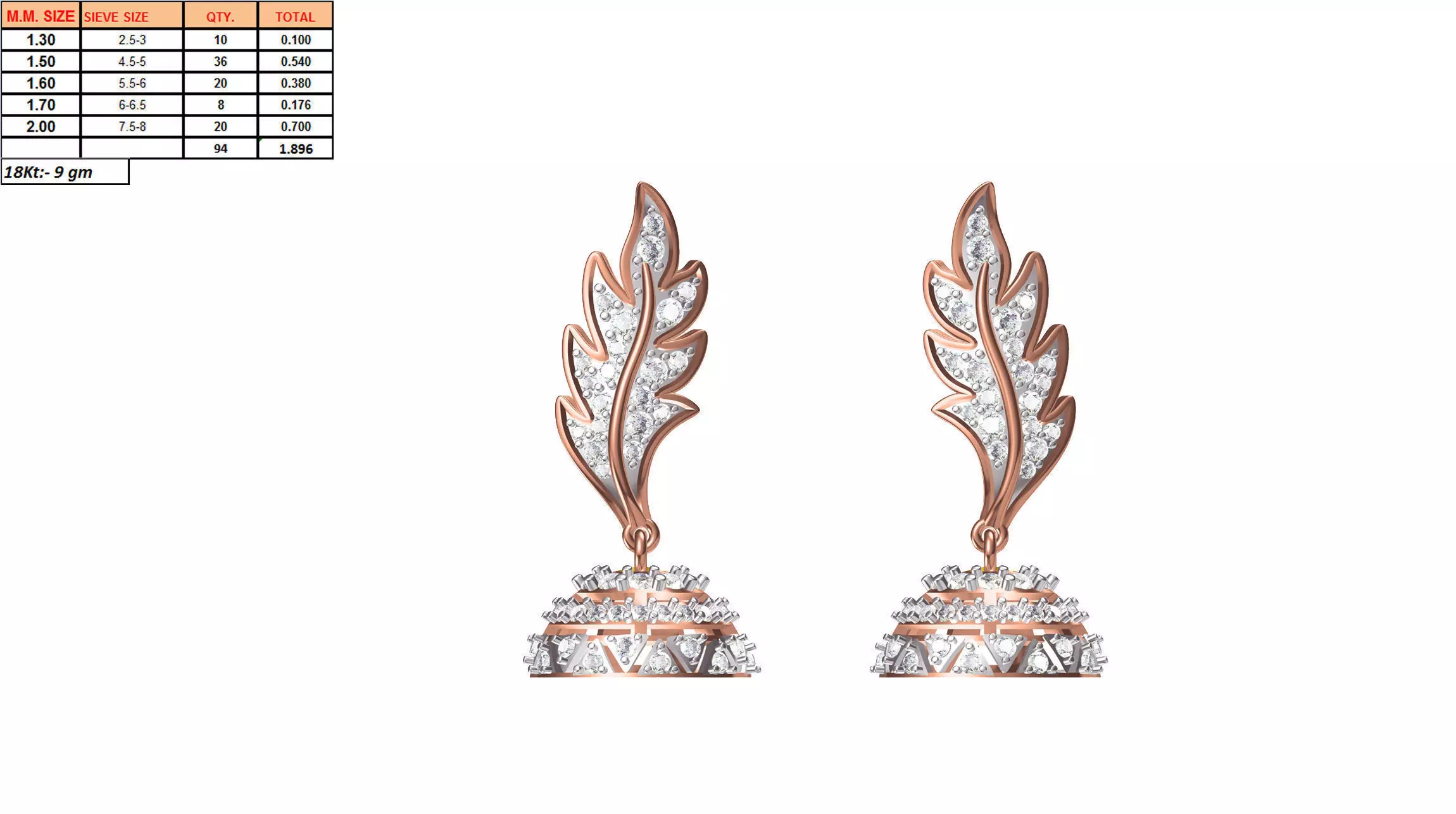 Bell Shaped Drop Earrings With Diamonds 6 3D print model_0