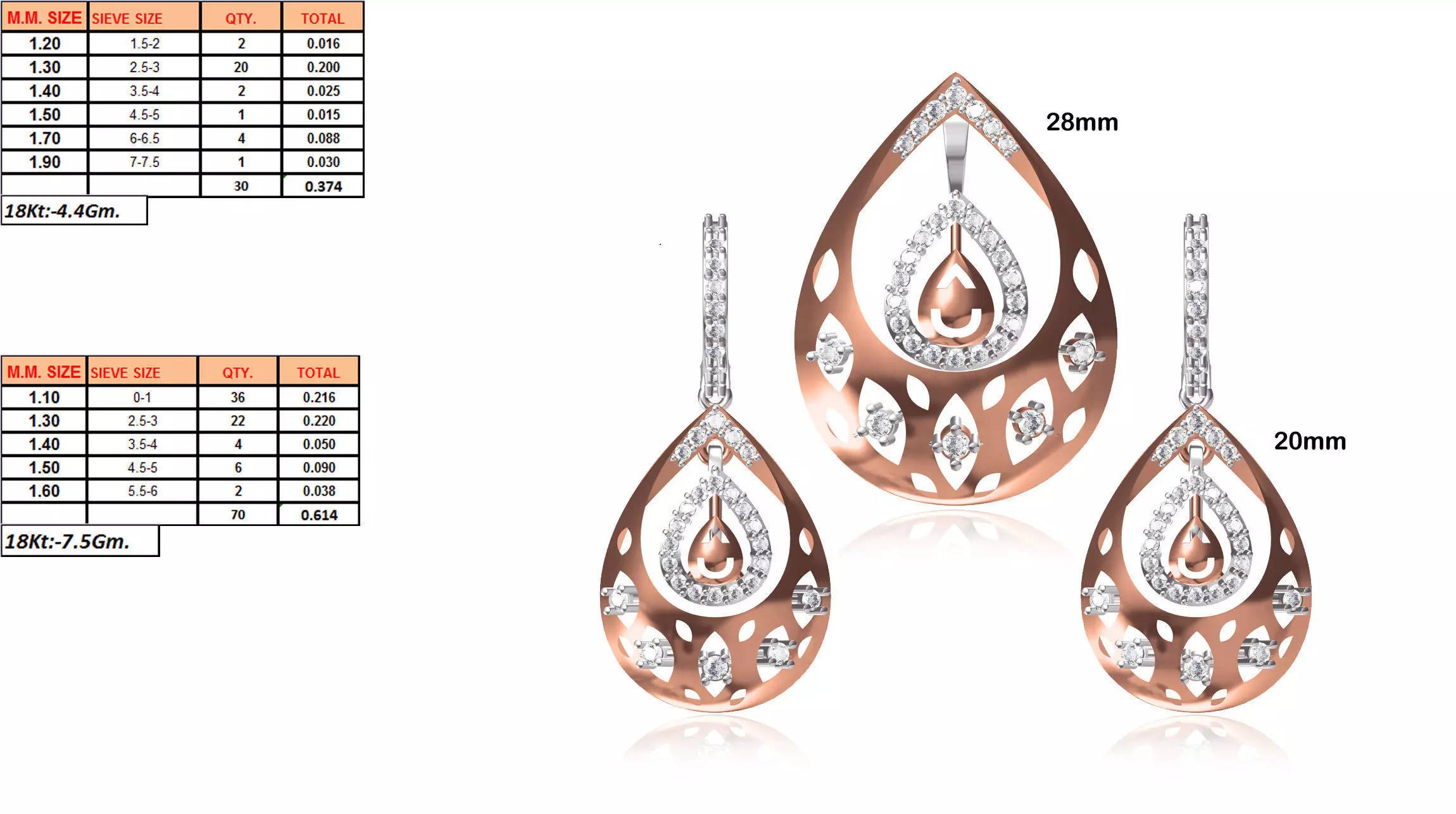 Drop Shape Pendant and Earrings With Diamonds 2 3D print model_0