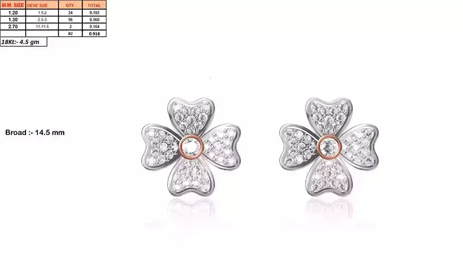Flower Shaped Earrings With Diamonds 12