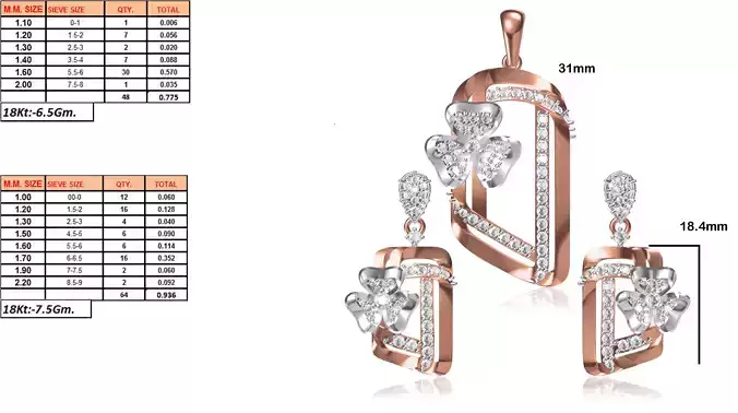 Floral Pendant and Earrings With Diamonds 5