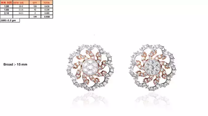 Flower Shaped Earrings With Diamonds 13
