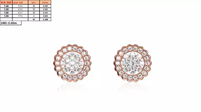 Flower Shaped Rose Gold Earrings With Diamonds 46