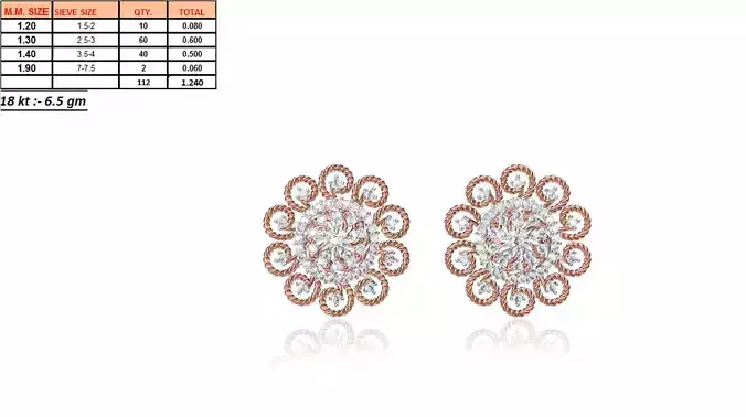 Flower Shaped Rose Gold Earrings With Diamonds 48