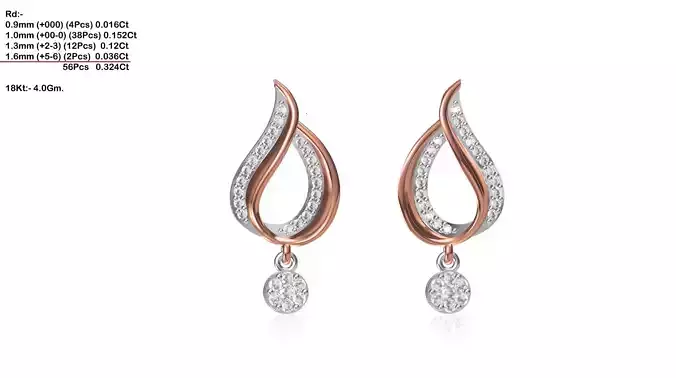 Mango Shaped Drop Earrings With Diamonds 4