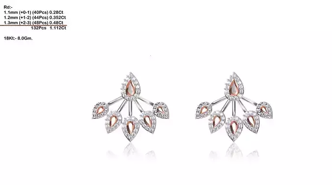 Leaf Design Earrings With Diamonds