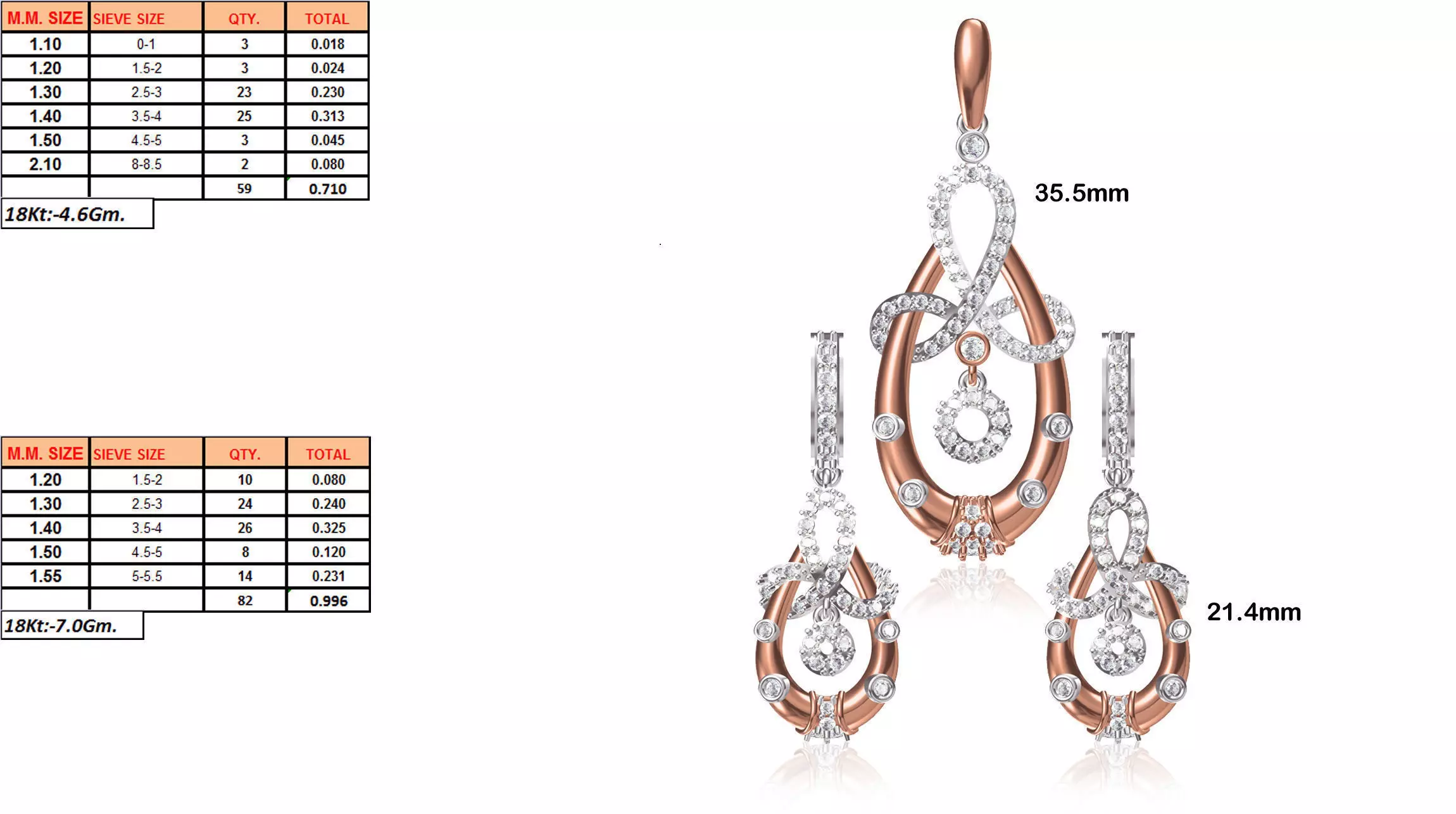 Drop Shape Pendant and Earrings With Diamonds 3 3D print model_0