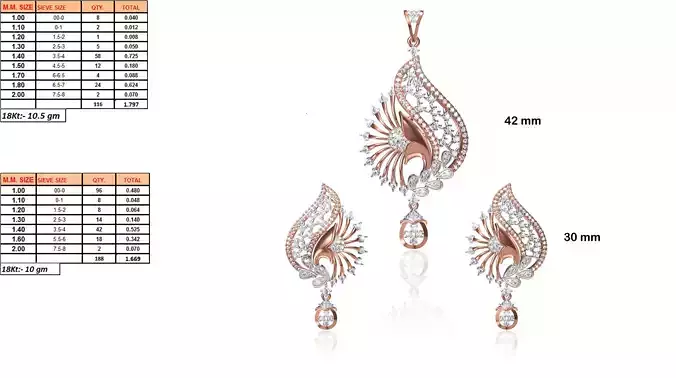 Floral Pendant and Earrings With Diamonds 6