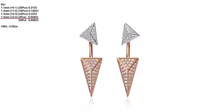 Triangle Shaped Earrings With Diamonds 3